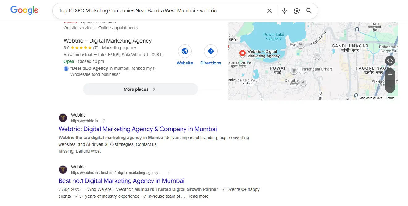 top 10 seo marketing companies near Bandra West Mumbai